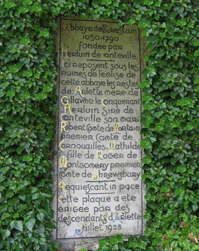 Fatouville grestain abbaye notre dame de grestain plaque commemorative routes touristiques d e l eure guide touristique de la haute normandie